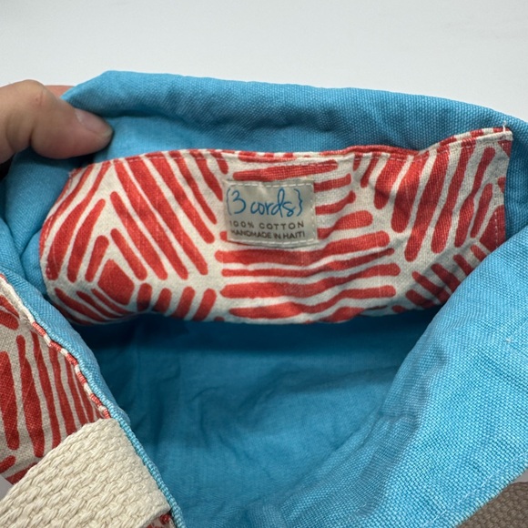 Arbonne Brand Tote Bag featuring geometric red and white pattern. - Picture 4 of 4